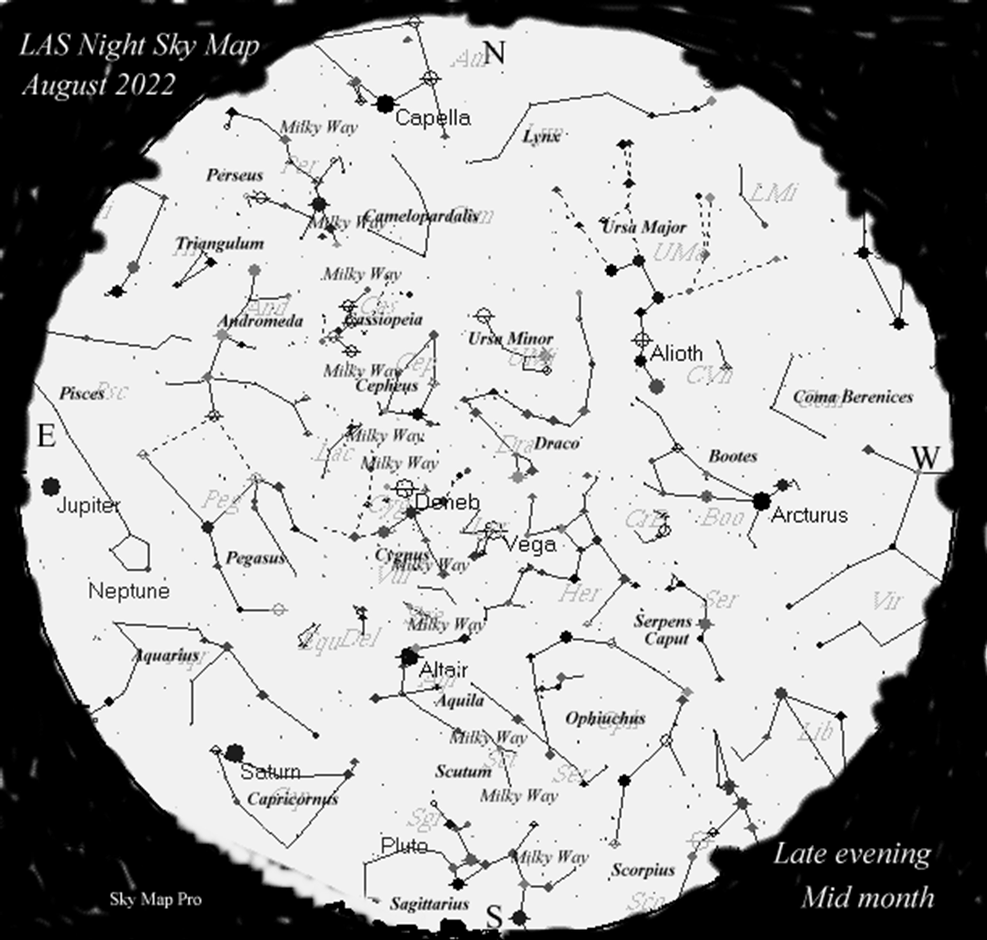 Night Sky Map - Aug 2022